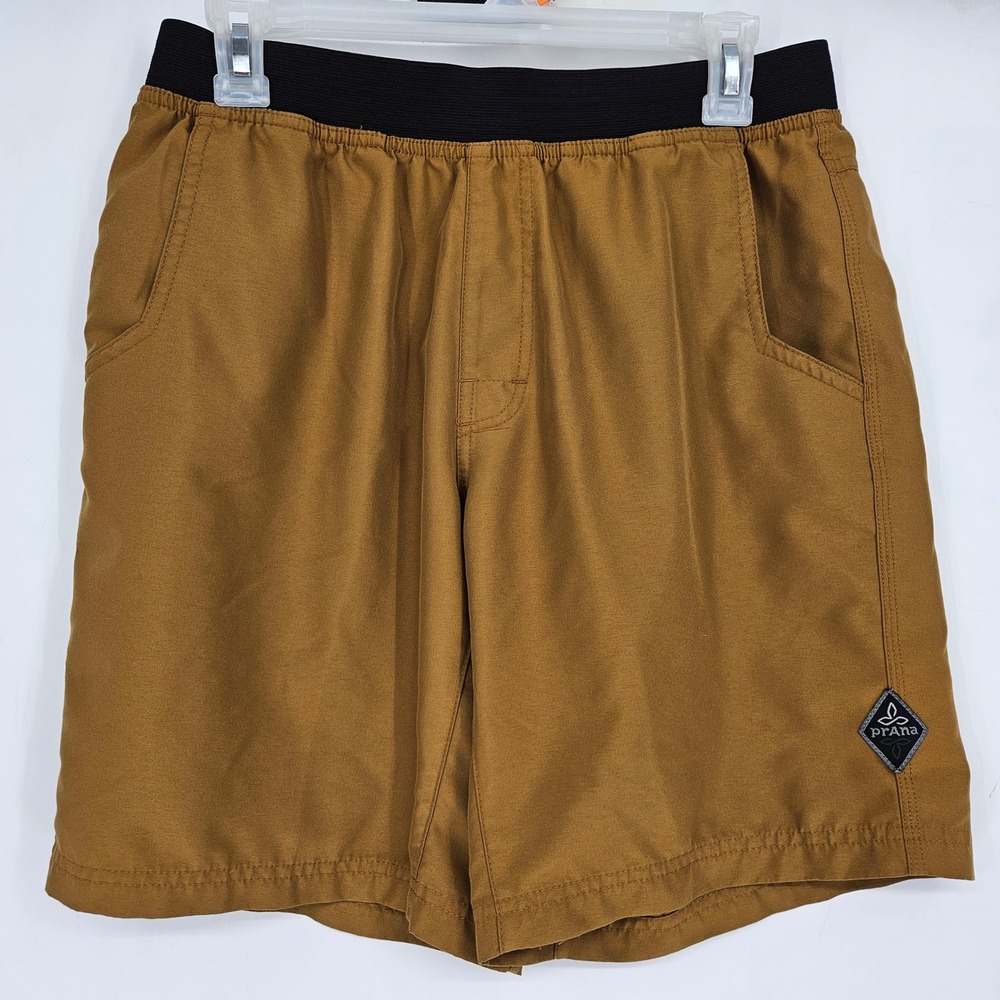 Prana Shorts Mens Small Performance Elastic Waist Mustard Hiking‎ Outdoors